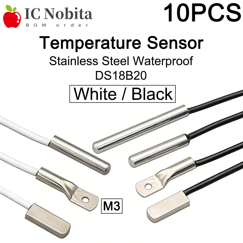 Ds18B20 Temperature Sensor - 10PCS DS18B20 Stainless Steel Waterproof Temperature