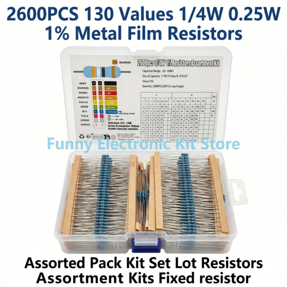 Diy Electronics Com - 2600pcs Metal Film Resistors Assorted Pack