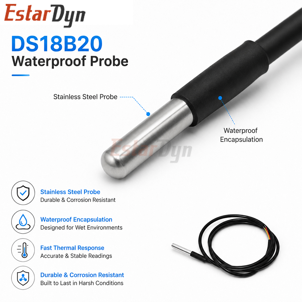 Estardyn DS18B20 Waterproof Di - Ds18B20 Temperature Sensor 评论和价格