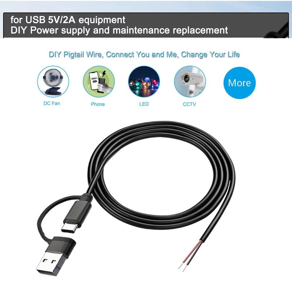 DC 2 Pin Power Cable USB and T - Diy Electronics Music 评论和价格