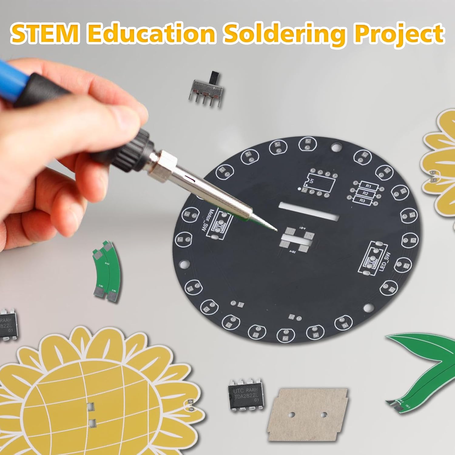 Light Chasing Sunflower Solder - Diy Electronics Projects For Adults 评论和价格