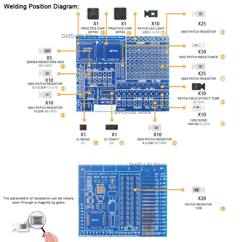 SMD/SMT Components Soldering P - Hobby Diy Electronics Kit 评论和价格