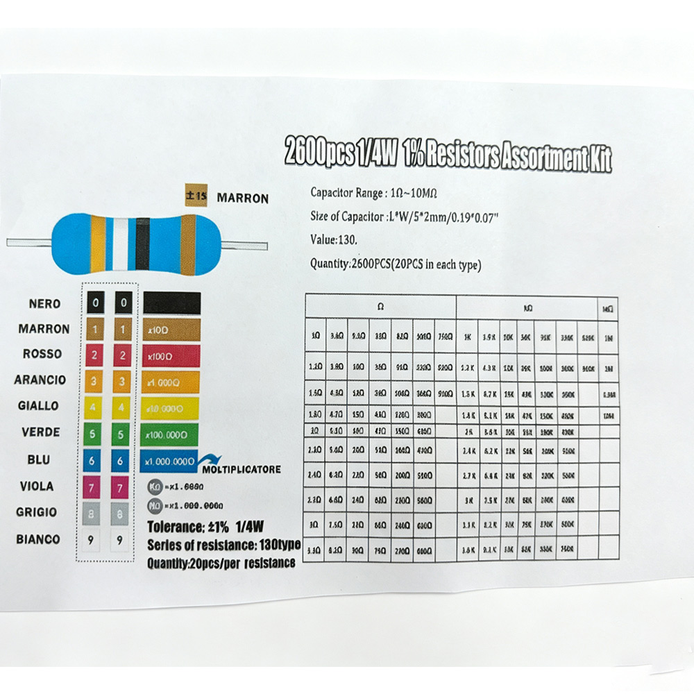 2600pcs Metal Film Resistors A - Diy Electronics Com 评论和价格